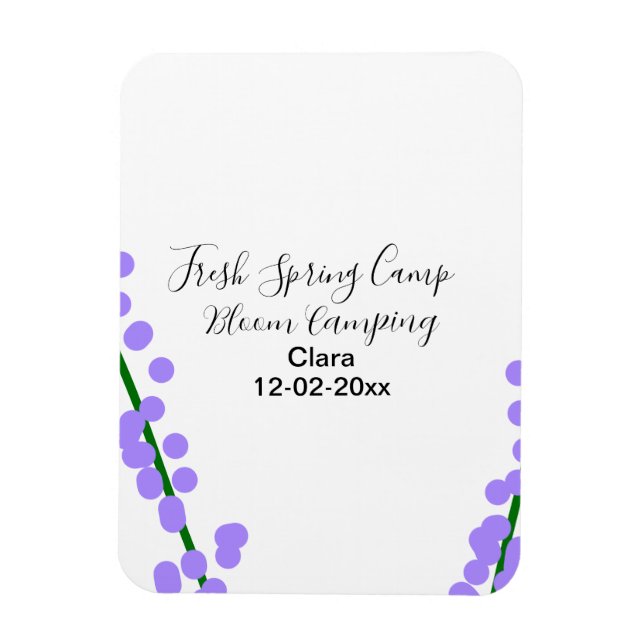 Spring fresh camping lavender flowers name date si magnet (Vertical)