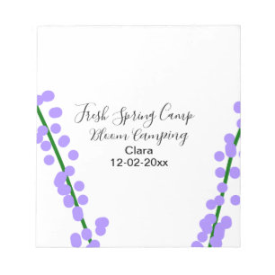 Spring fresh camping lavender flowers name date si notepad