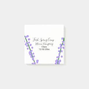 Spring fresh camping lavender flowers name date si post-it notes