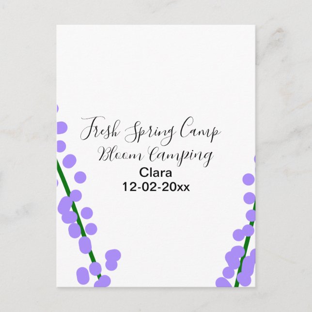 Spring fresh camping lavender flowers name date si postcard (Front)