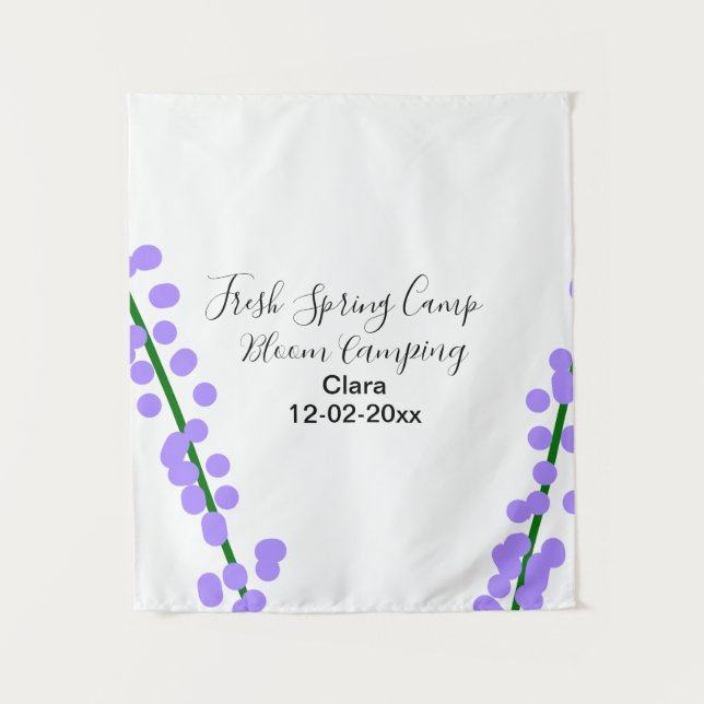 Spring fresh camping lavender flowers name date si tapestry (Front)