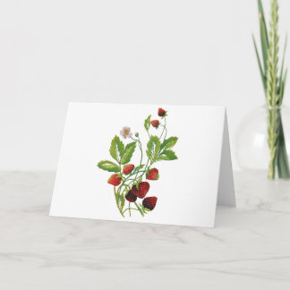 Spring Fresh Strawberries Embroidery Holiday Card