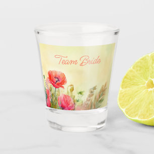 Spring Fresh Watercolor Poppies Bridesmaid Shot Glass