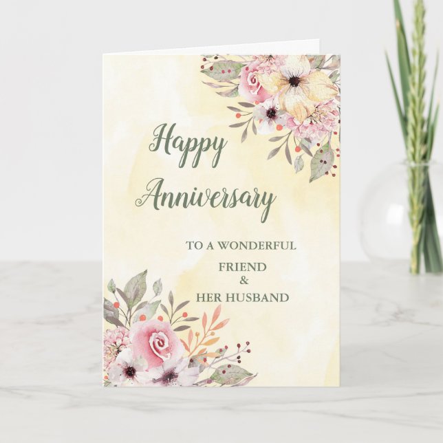 Spring Friend & Her Husband Anniversary Card (Front)