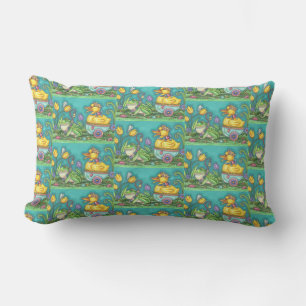 SPRING FROG & DUCK PRINCE EASTER LUMBAR PILLOW