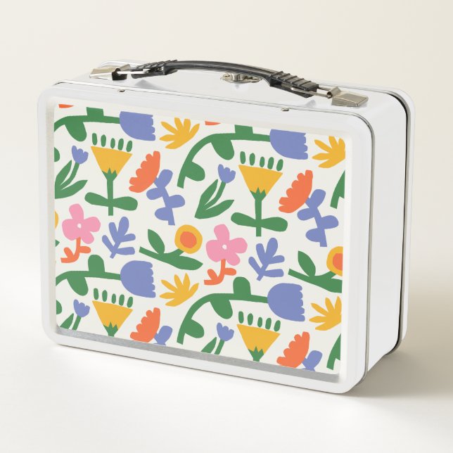 Spring Fun Floral Metal Lunchbox (Back)