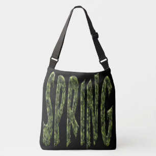 Spring Funny Green Leafs Typography Elegant Crossbody Bag