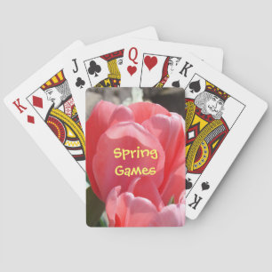 Spring Games playing cards Pink Tulip Flowers Fun