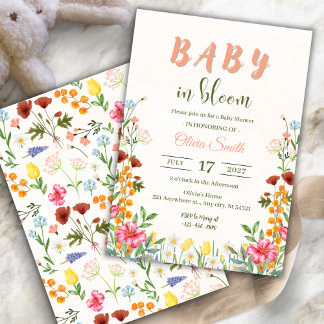 Spring Garden Baby in Bloom Floral Baby Shower Invitation