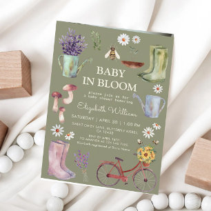 Spring Garden Baby Shower Watercolor Floral Invitation