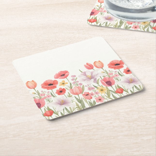 Spring garden Bliss  Square Paper Coaster (Angled)