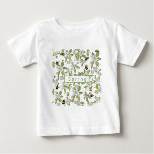 Spring garden blooms and bumblebees baby T-Shirt