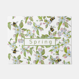 Spring garden blooms and bumblebees doormat