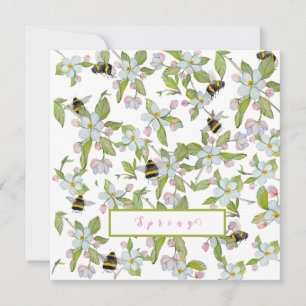 Spring garden blooms and bumblebees invitation