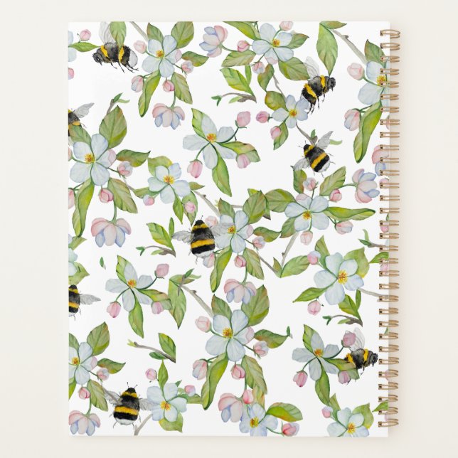 Spring garden blooms and bumblebees planner (Back)