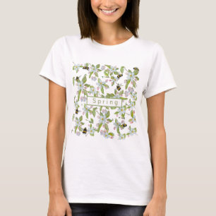 Spring garden blooms and bumblebees T-Shirt