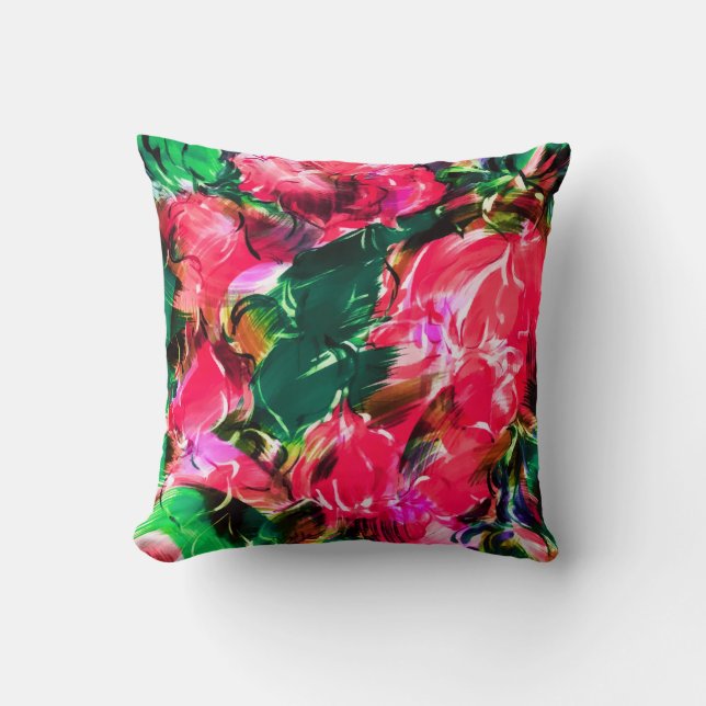 Spring Garden Blush Pink Rose Flowers Bloom Cushion (Front)
