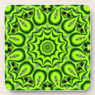 Spring Garden, Bright Abstract Lime Green Coaster
