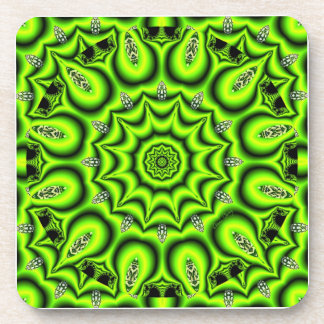 Spring Garden, Bright Abstract Lime Green Coaster
