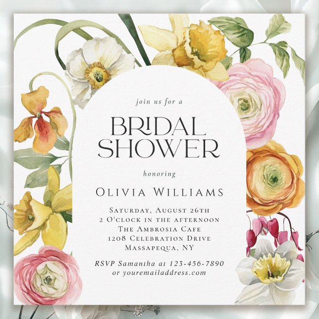 Spring Garden Bright Floral Bridal Shower  Invitation (Creator Uploaded)