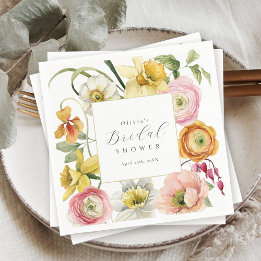 Spring Garden Bright Floral Bridal Shower  Napkin