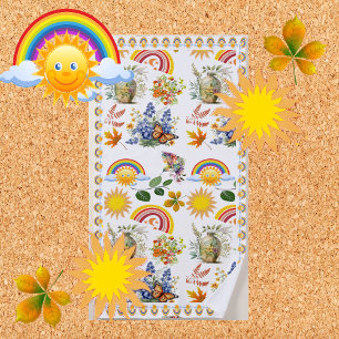 Spring Garden Butterfly Rainbow Sunshine Greenery  Beach Towel