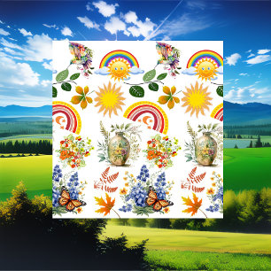 Spring Garden Butterfly Rainbow Sunshine Greenery Shower Curtain