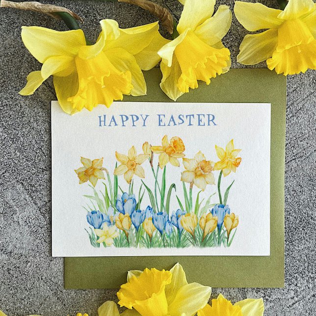 Spring Garden Daffodils Happy Easter Holiday Card (Creator Uploaded)