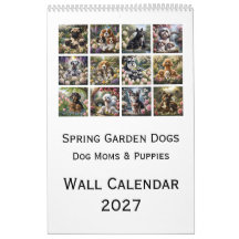 Spring Garden Dogs Wall Calendar 2027