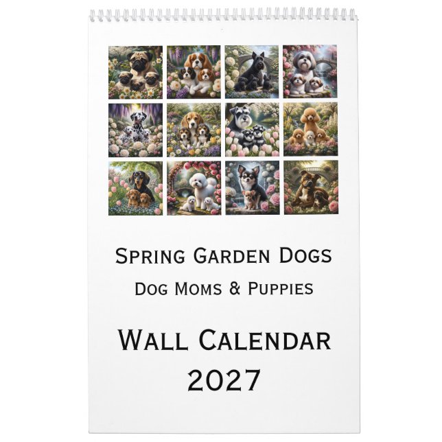 Spring Garden Dogs Wall Calendar 2027 (Cover)