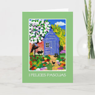'Spring Garden' Easter Card - Spanish Greeting