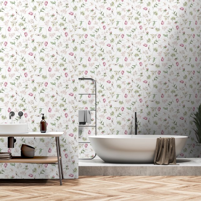 Spring Garden Elegant Florals Wallpaper (Bathroom)