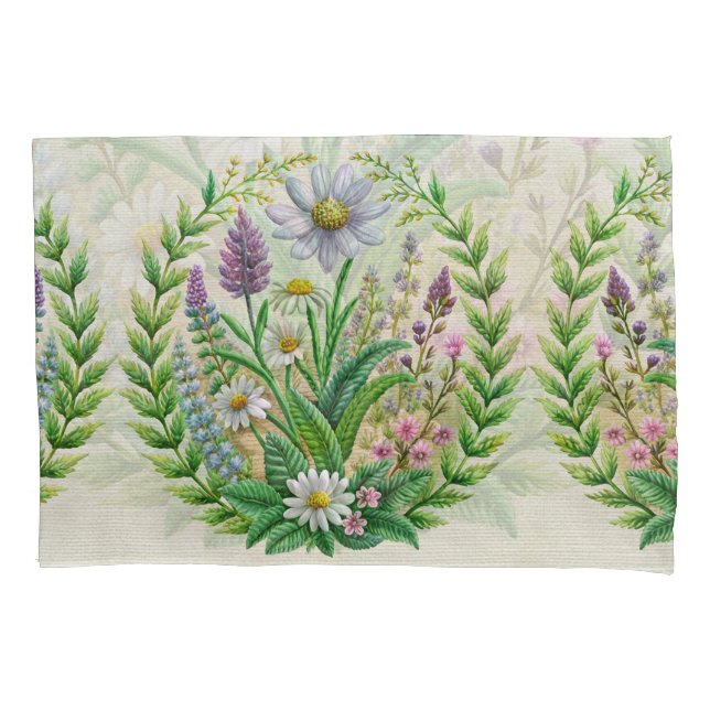 Spring Garden Embroidery Pillow Design Chamomile Pillowcase (Front)