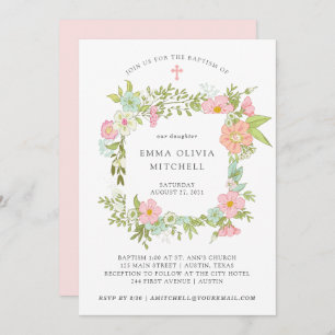 Spring Garden   Floral Baptism Invitation