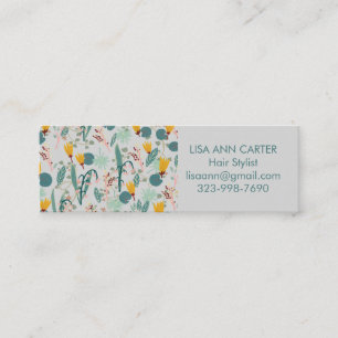 Spring Garden Floral Botanical Pattern Soft Grey Mini Business Card