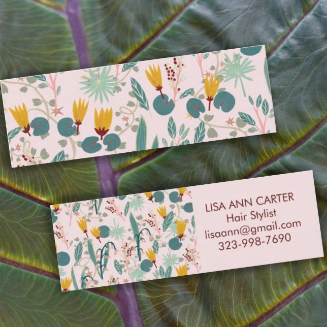 Spring Garden Floral Botanical Pattern Soft Pink Mini Business Card (Creator Uploaded)