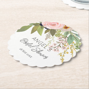 Spring Garden Floral Bouquet Bridal Shower Paper Coaster