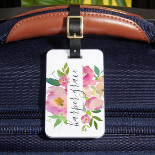 Spring Garden Floral Personalised Luggage Tag