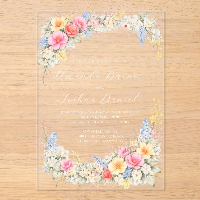 Spring Garden Floral Wedding Invitation (Front)