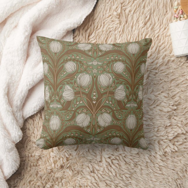 Spring Garden flowers on sage Cushion (Blanket)