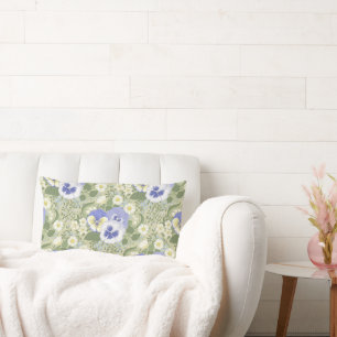 Spring Garden flowers on sage Lumbar Cushion