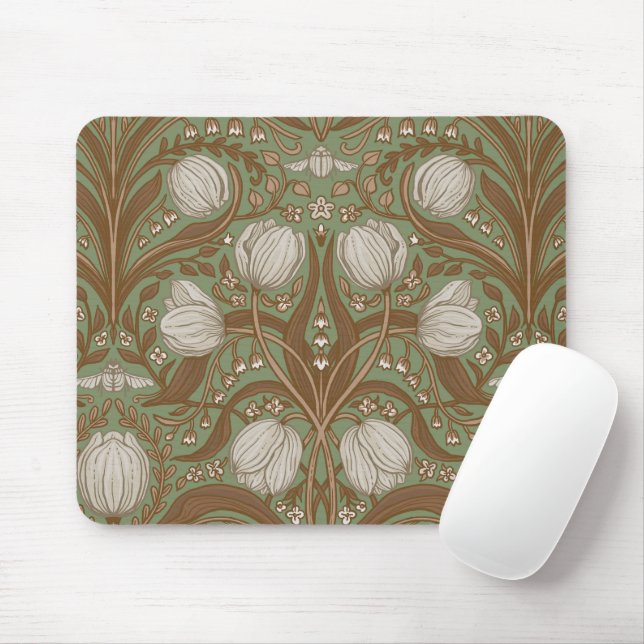 Spring Garden flowers on sage Mouse Pad (With Mouse)