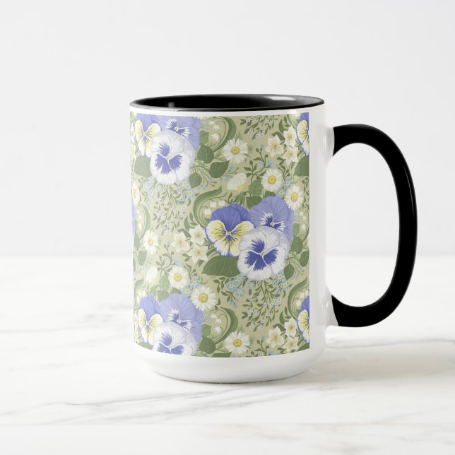 Spring Garden flowers on sage Mug (Right)