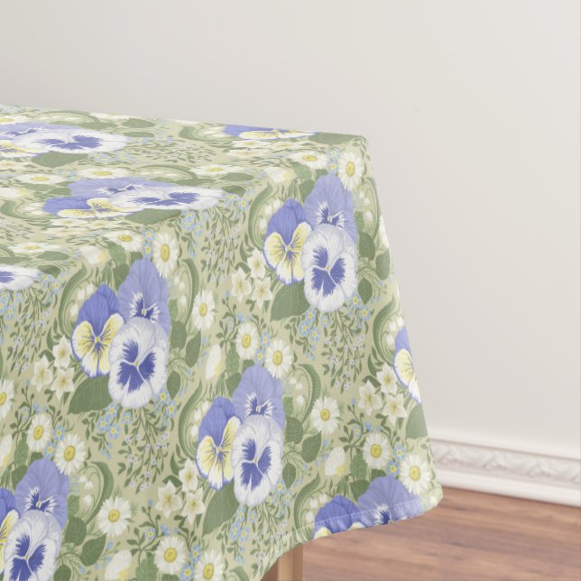 Spring Garden flowers on sage Tablecloth (In Situ)