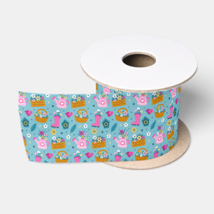 Spring Garden Flowers Satin Ribbon