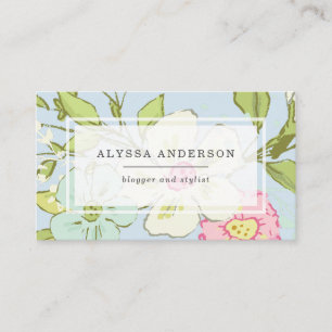 Spring Garden in Blue Trendy Floral Business Card