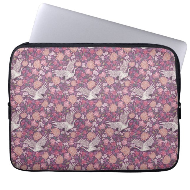 Spring Garden Mother's Day Asian Crane Chinese Laptop Sleeve (Front)