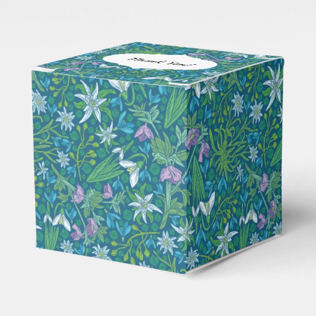 Spring Garden Mother's Day Blue Purple White Favour Box (Front Side)