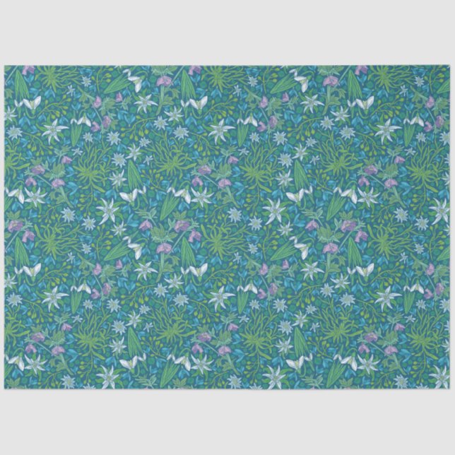 Spring Garden Mother's Day Blue Purple White Tissue Paper (Front)