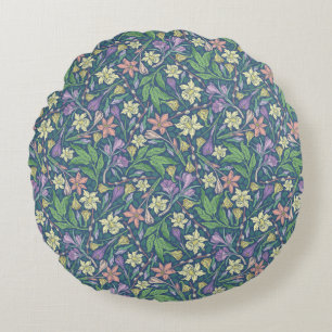 Spring Garden Mother's Day Daffodils Crocuses Round Cushion